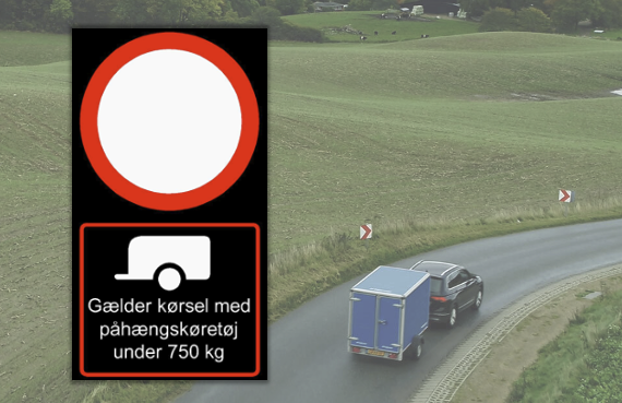 Skiltning på Storebælt ved trailerkørsel